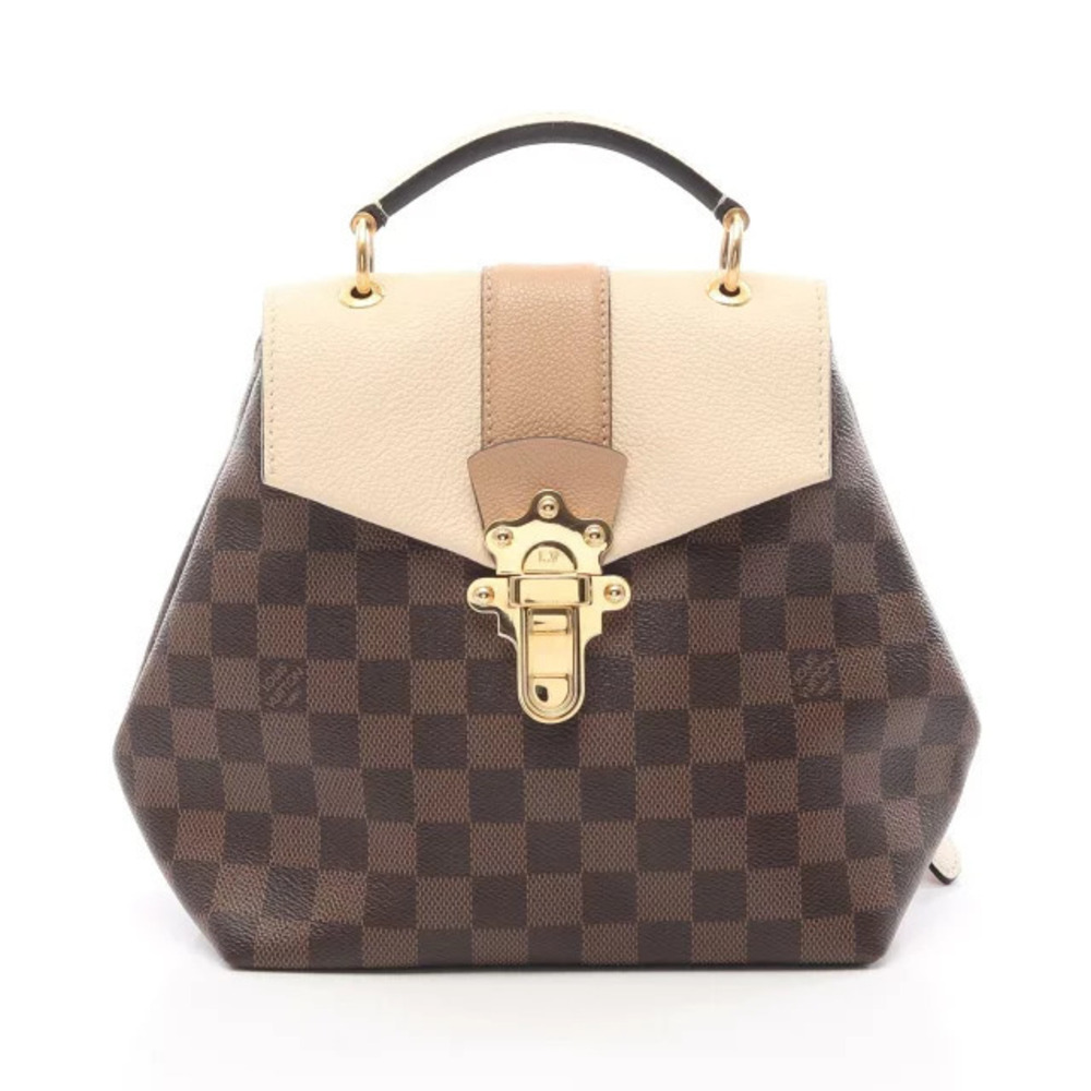 Louis Vuitton Clapton Damier Backpack Rucksack Canvas Leather Ebene Brown Beige